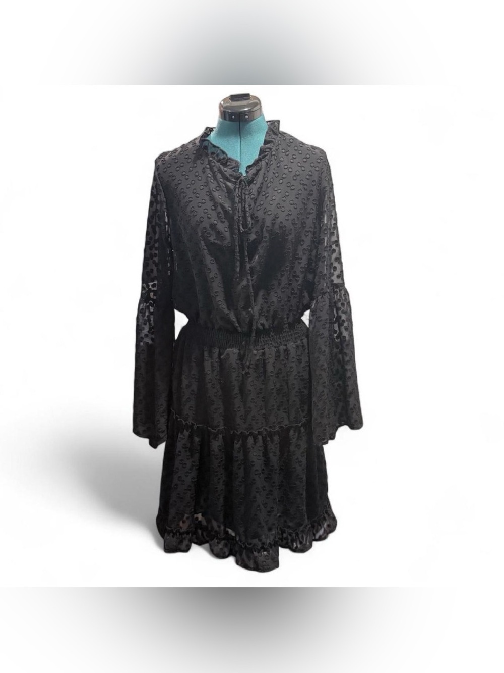 Kylie Paige Black Long-Sleeve Ruffle Tiered Dress